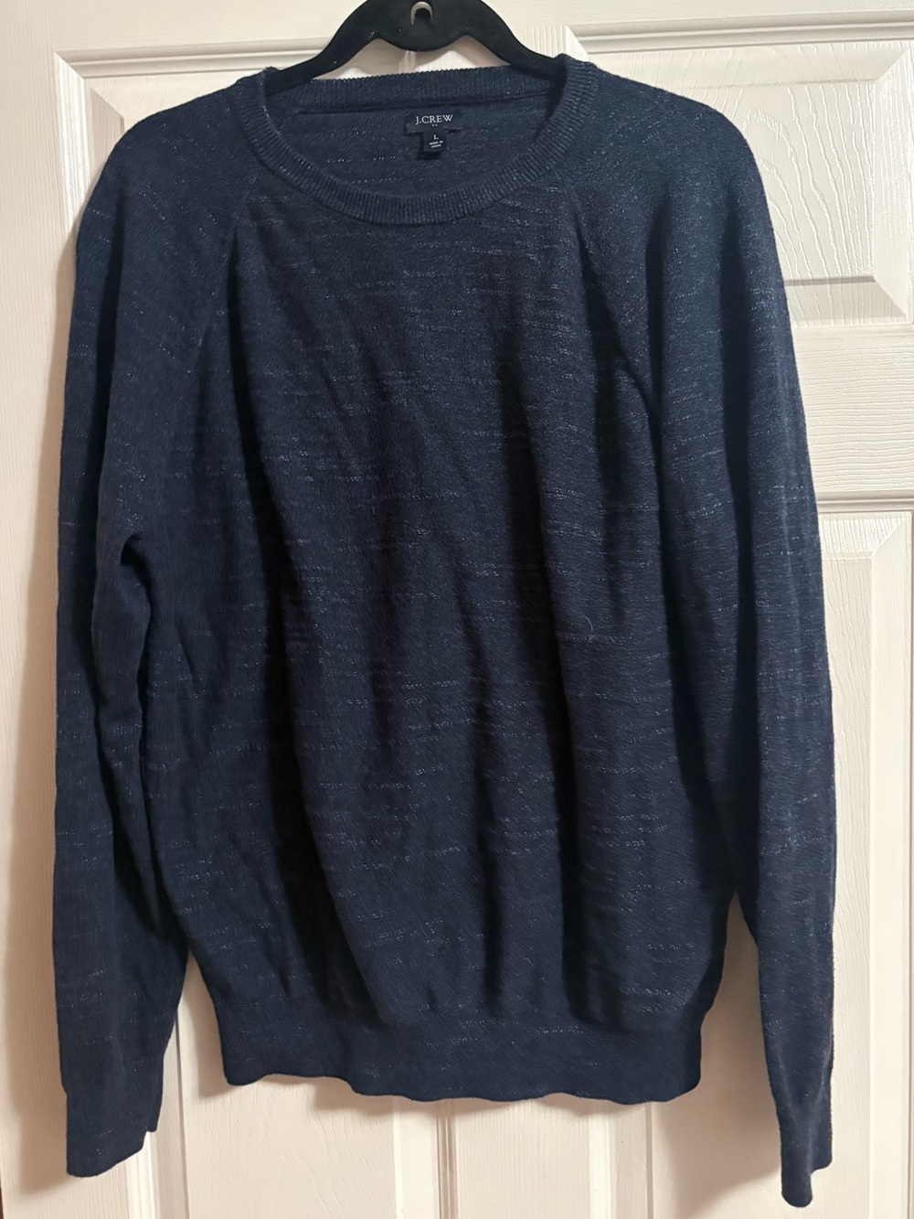 J Crew navy pullover crewneck sweater cotton fall L